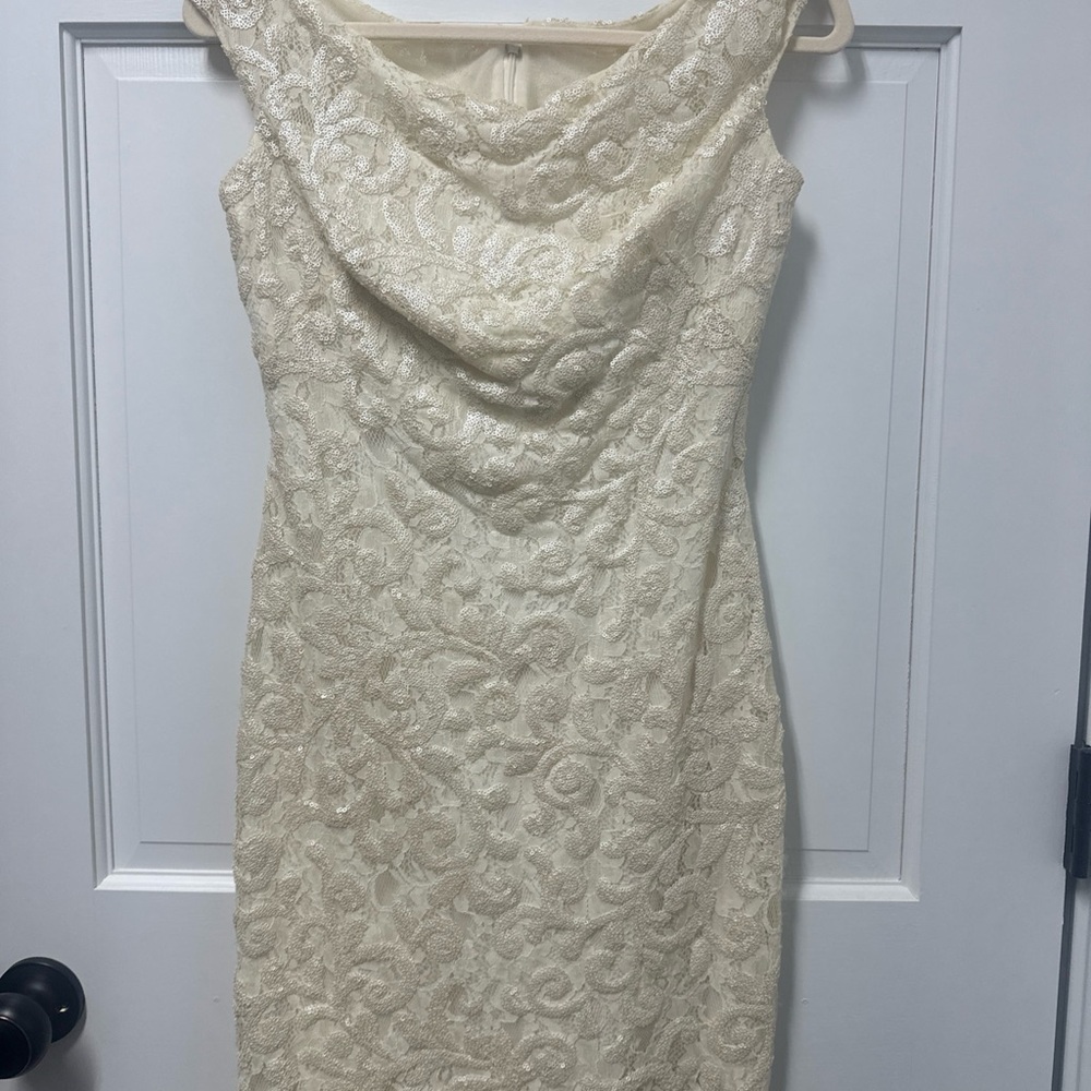 Ralph Lauren Cream Sheath Dress‎ with Cowl Neck for Wedding